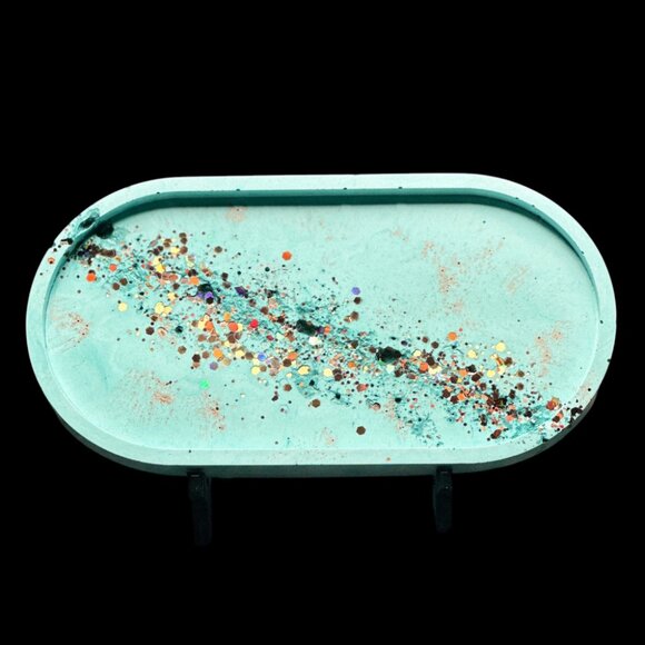 Teal Eco Resin Vanity Tray | Candle Tray | Jewelry Tray - Picture 1 of 2
